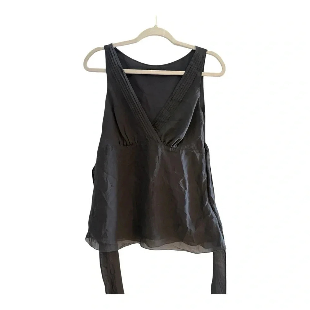 The Limited 100% Silk Gray Babydoll V Neck Tank Top Blouse Size Small